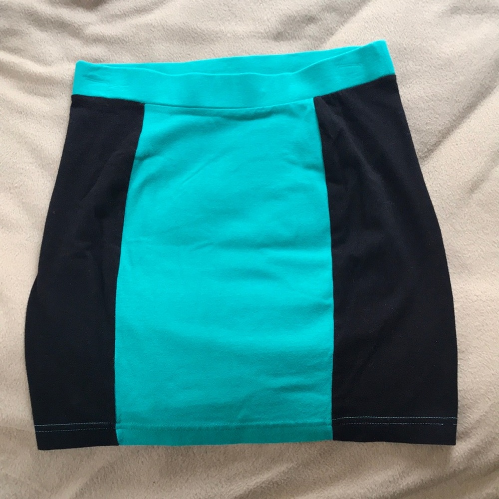 Teal & Black Mini Skirt